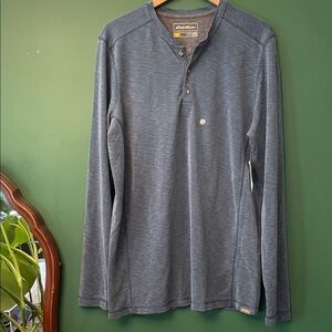 Eddie Bauer Contour Performance Henley Men's L Tall  Slate Tencel NWT